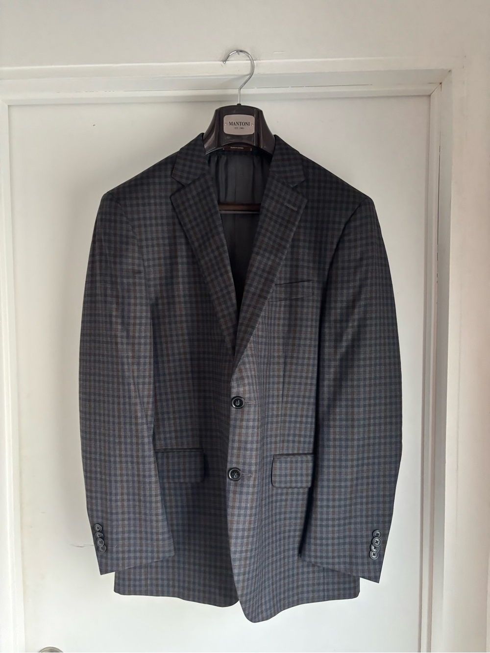Peter Miller Men's Gray/Blue/Brown Check Blazer